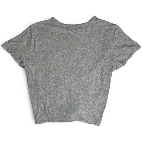 Olivaceous Womans Small Gray Short Sleeve Tie Front Pocket Tee - Picture 2 of 5